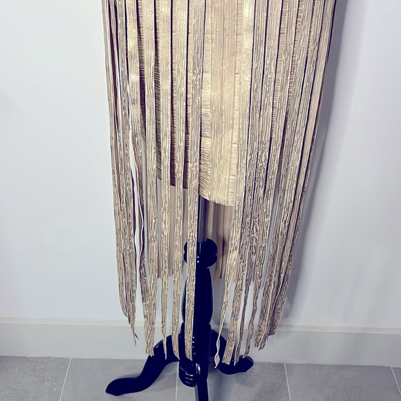 BEBE CHAMPAGNE BANDAGE FRINGE MAXI DRESS ✨✨✨ - Picture 12 of 12